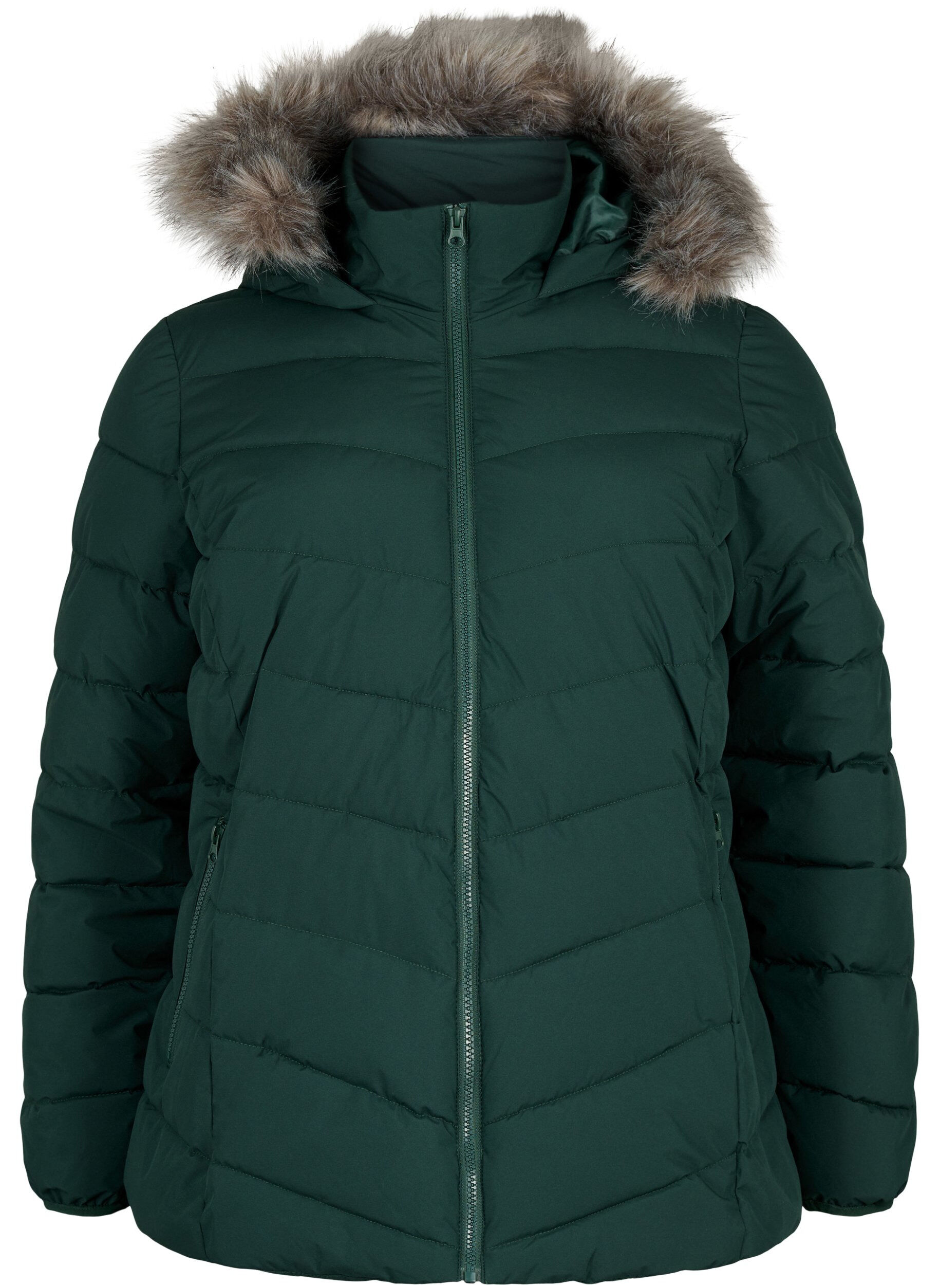 ZizziVeste courte &agrave; capuche, Vert fonc&eacute;, Packshot image number 0