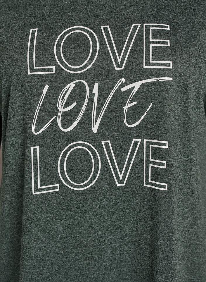 Chemise de nuit &agrave; manches courtes avec imprim&eacute; de texte, Vert, Packshot image number 2