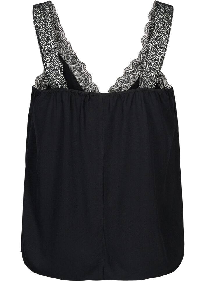 Top avec dentelle en viscose, Black, Packshot image number 1