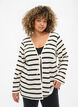 Cardigan rayé avec cordon de serrage, Sand Black Stripe, Model image number 0