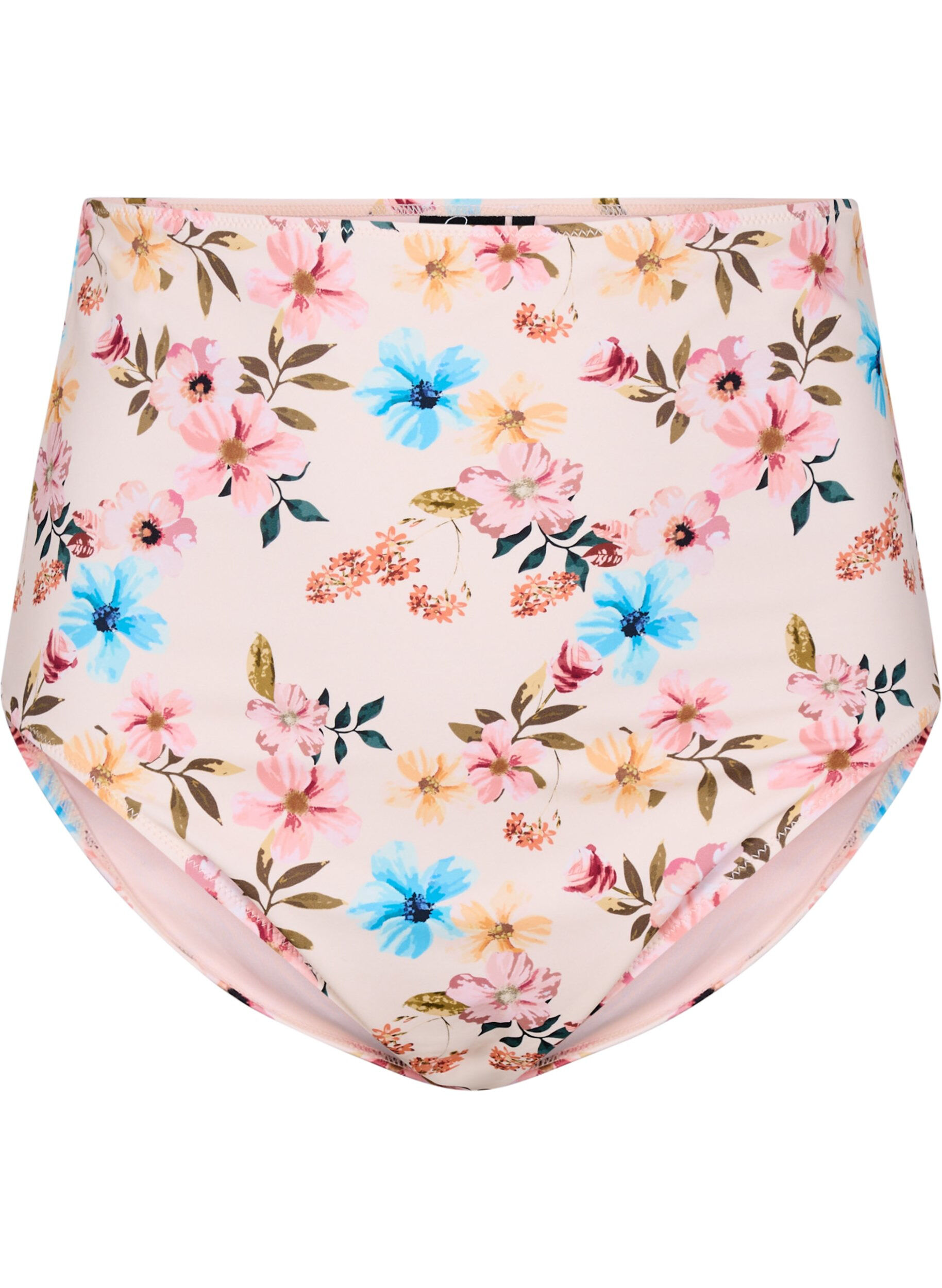 Zizzi Culotte de bikini taille tr&egrave;s haute &agrave; imprim&eacute; floral, Beige, Packshot image number 0