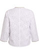 Blouse en coton &agrave; manches longues avec broderie anglaise, Blanc, Packshot image number 1
