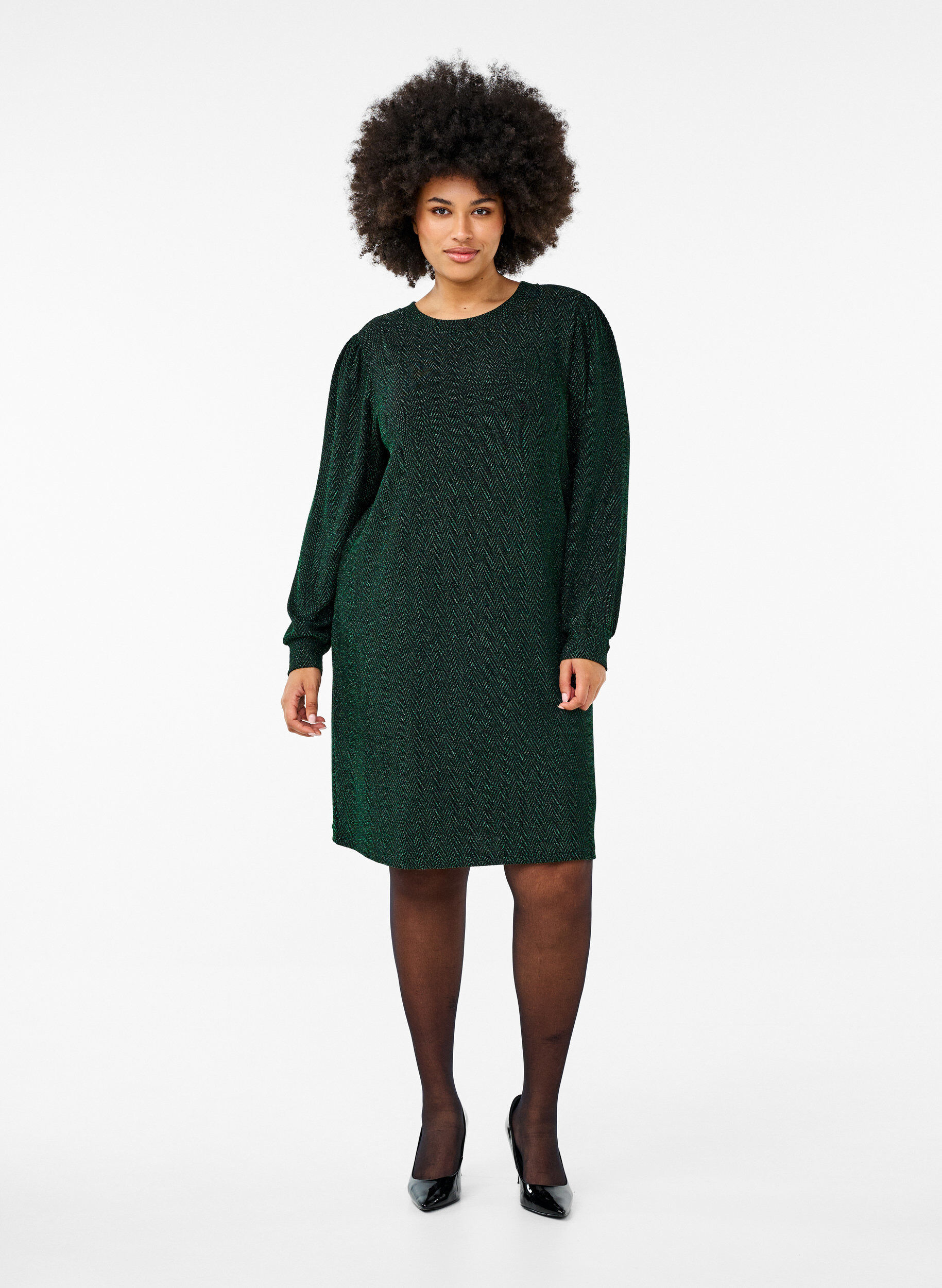 Zizzi Robe avec un motif en zigzag et des paillettes, Scarab ZigZagShimmer, Model image number 2