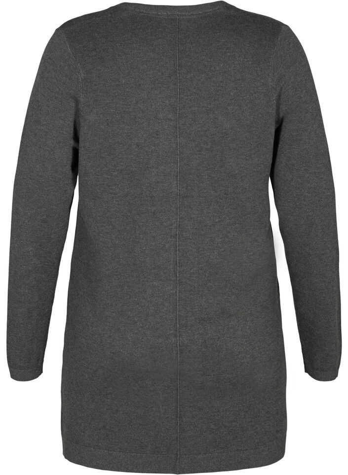 Long cardigan tricot&eacute; dans un m&eacute;lange de viscose, Gris anthracite, Packshot image number 1