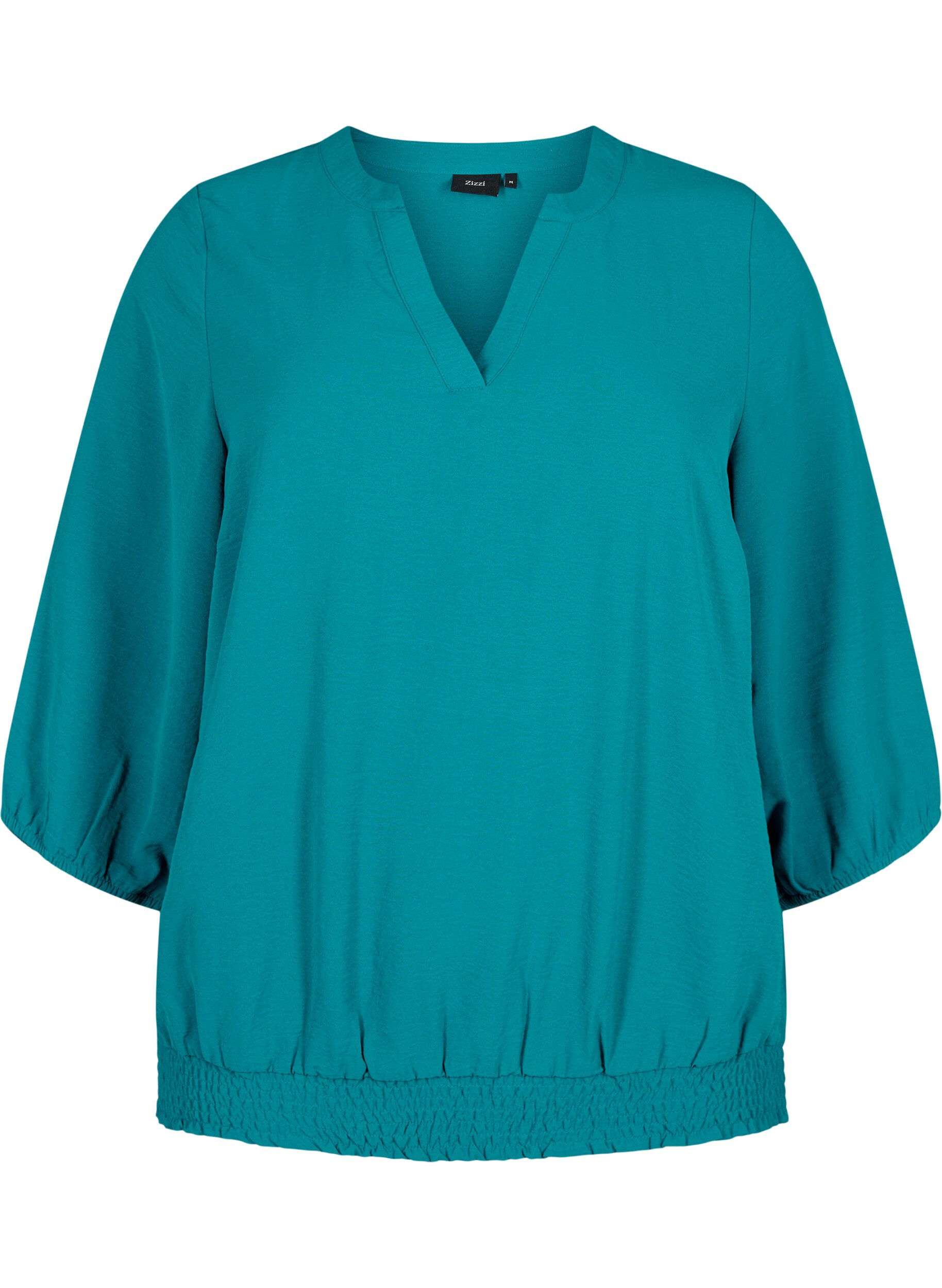 Zizzi Blouse &agrave; smocks et manches 3/4, Deep Lake, Packshot image number 0