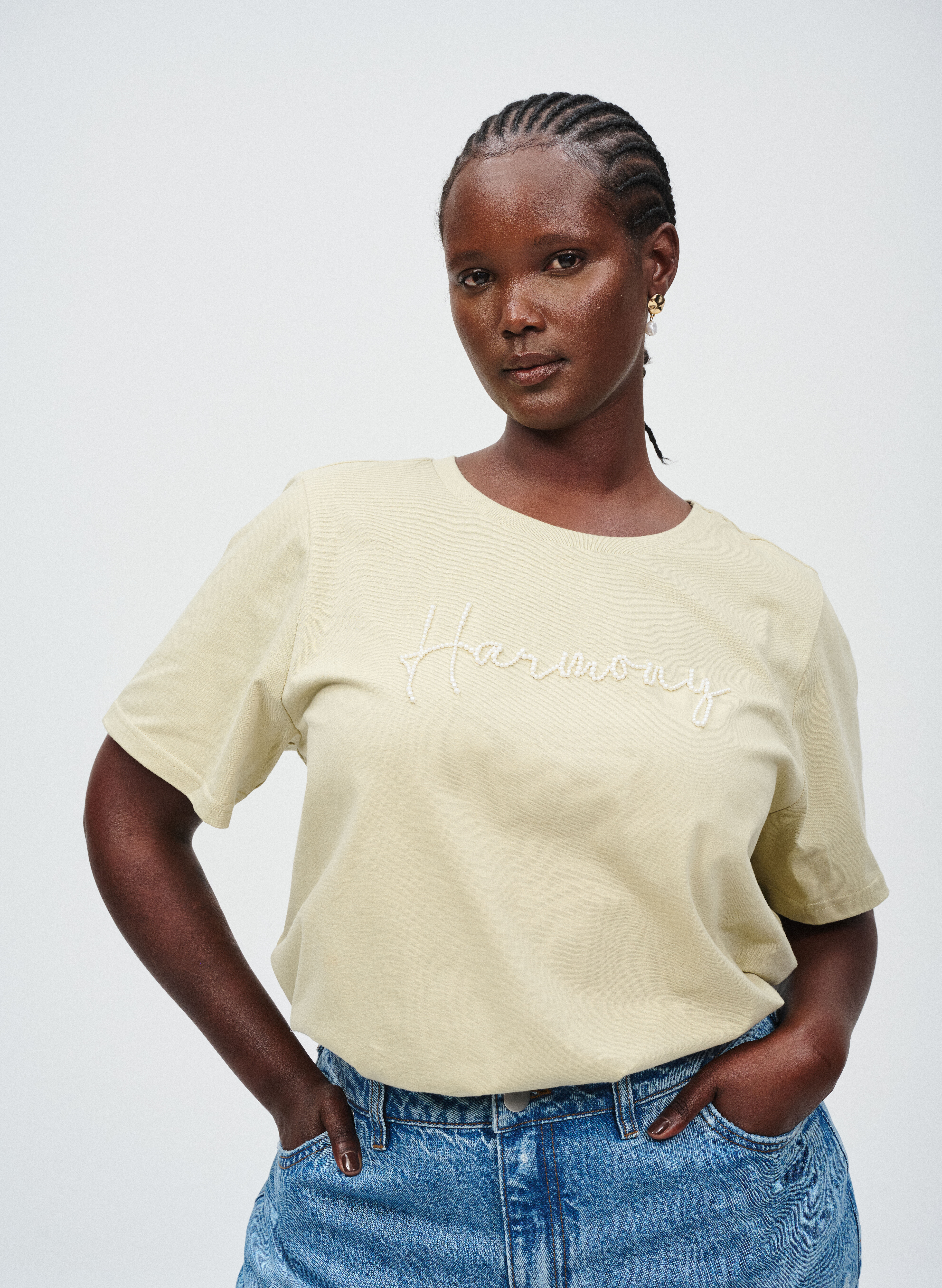Zizzi T-shirt avec perles, , Model