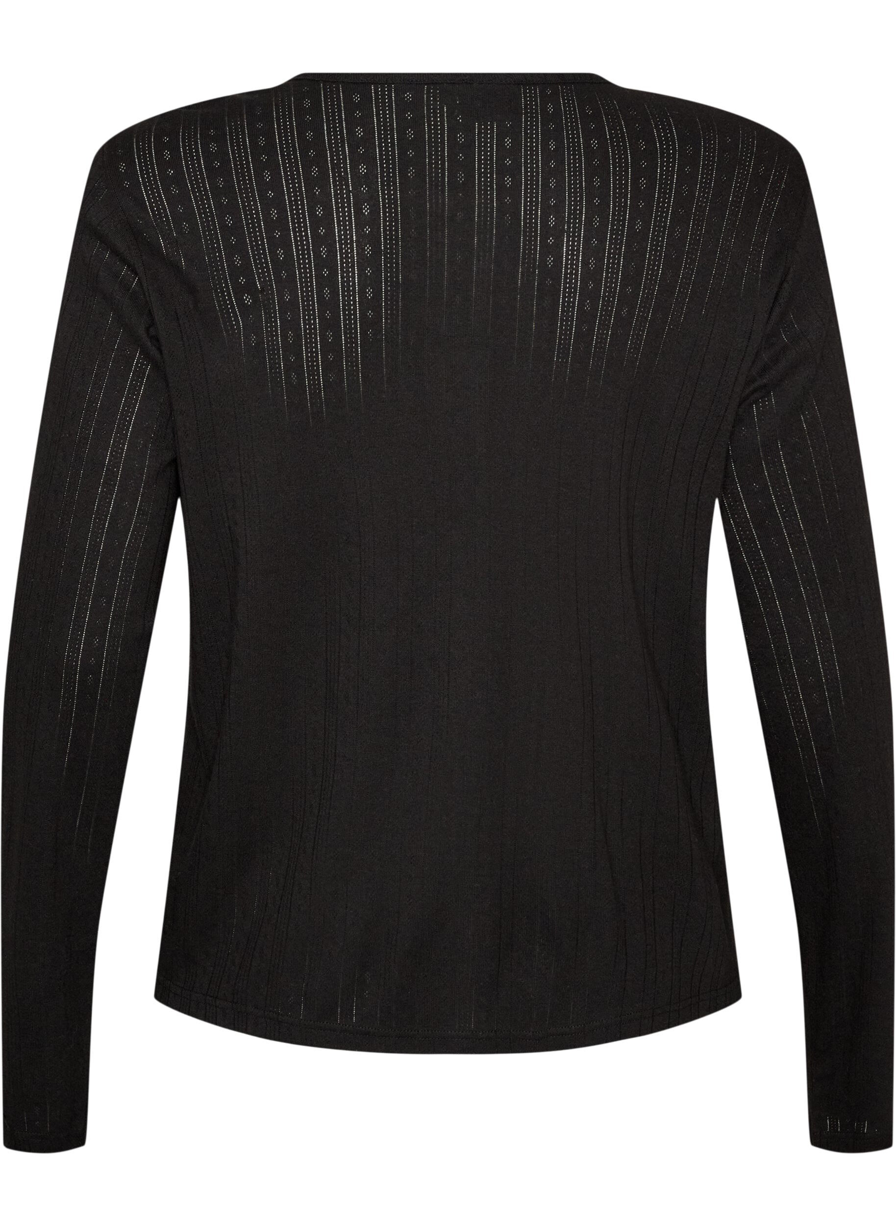 ZizziCardigan en coton biologique avec broderie ajour&eacute;e, Noir, Packshot image number 1