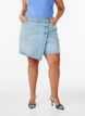 Short en denim effet portefeuille et taille haute, Bleu Clair, Model image number 3