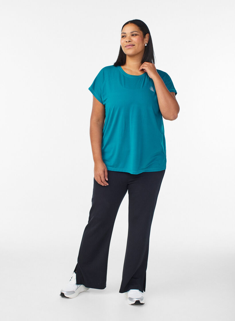 T-shirt de sport couleur unie, Vert, Model image number 1