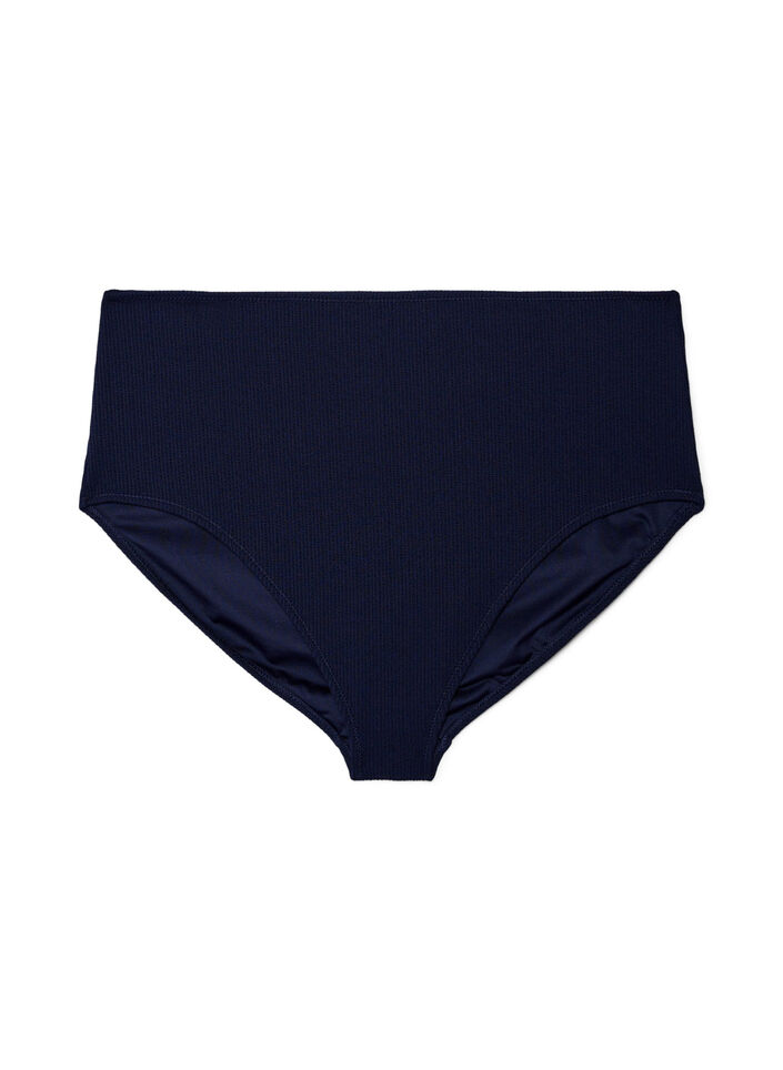 Bas de bikini taille haute textur&eacute;, Bleu, Packshot image number 0