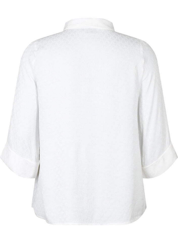 Chemise en viscose avec motif ton sur ton, Bright White, Packshot image number 1