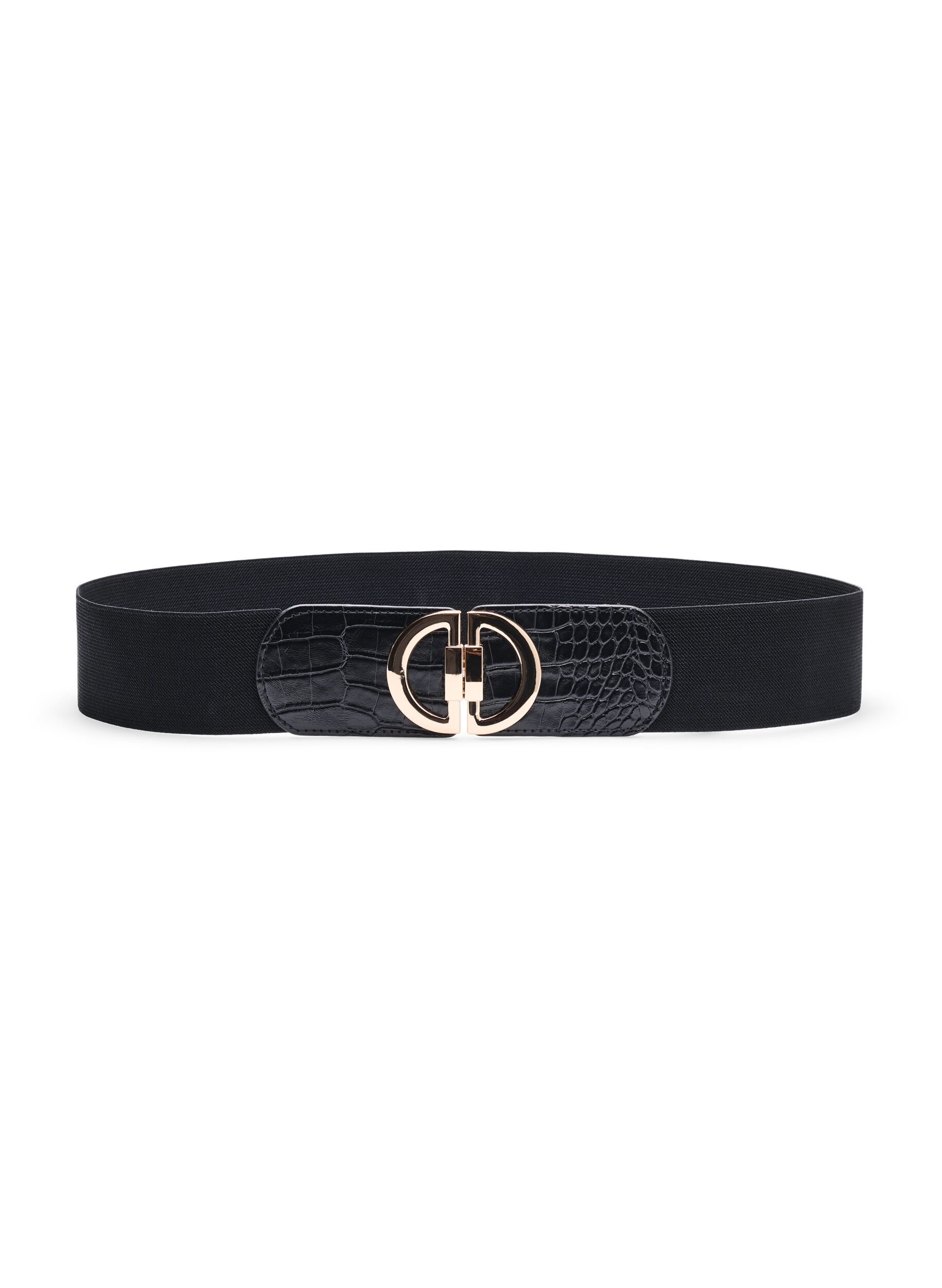 Zizzi Ceinture &eacute;lastique avec boucle dor&eacute;e, Black, Packshot image number 0