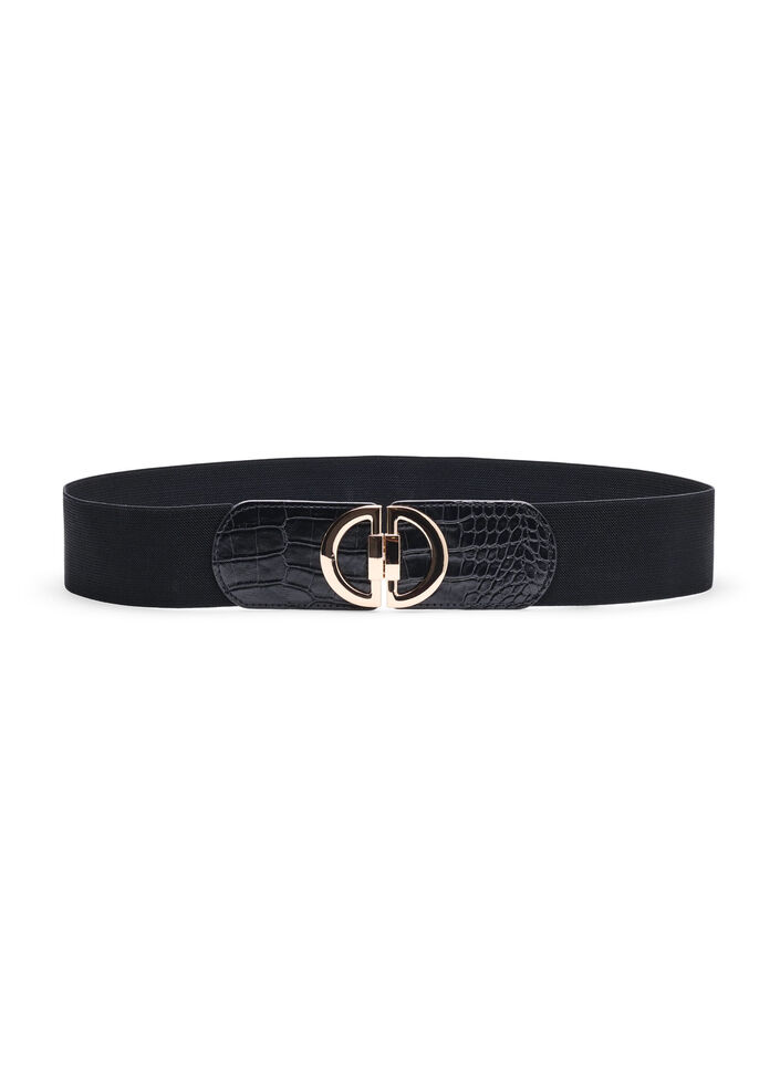 Ceinture élastique avec boucle dorée, Black, Packshot image number 0