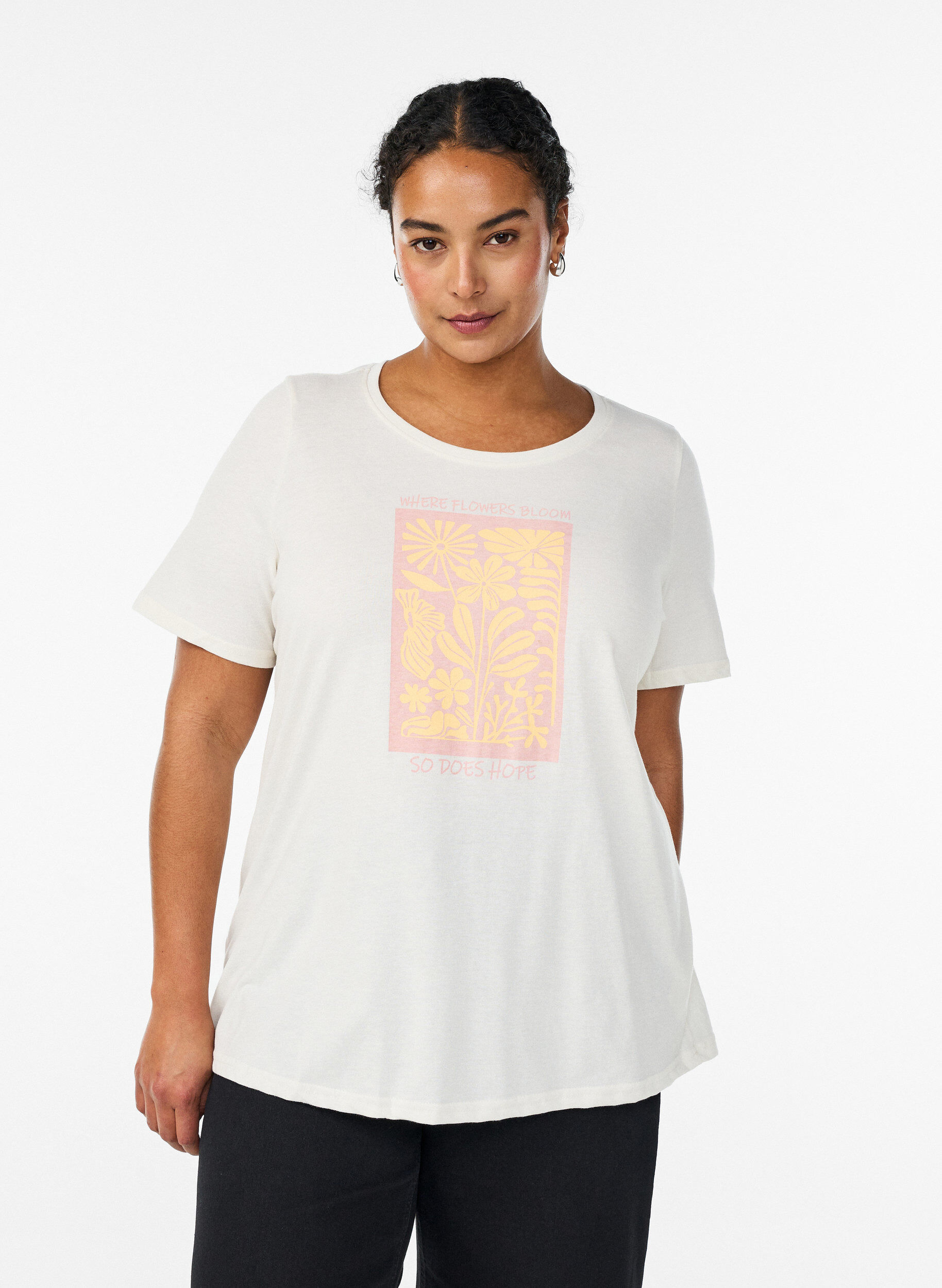 T-shirt imprim&eacute;, Blanc, Model
