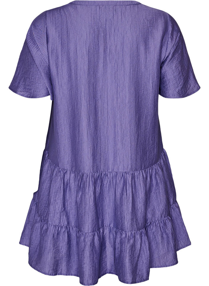 Robe coupe &eacute;vas&eacute;e textur&eacute;e, Violet, Packshot image number 1