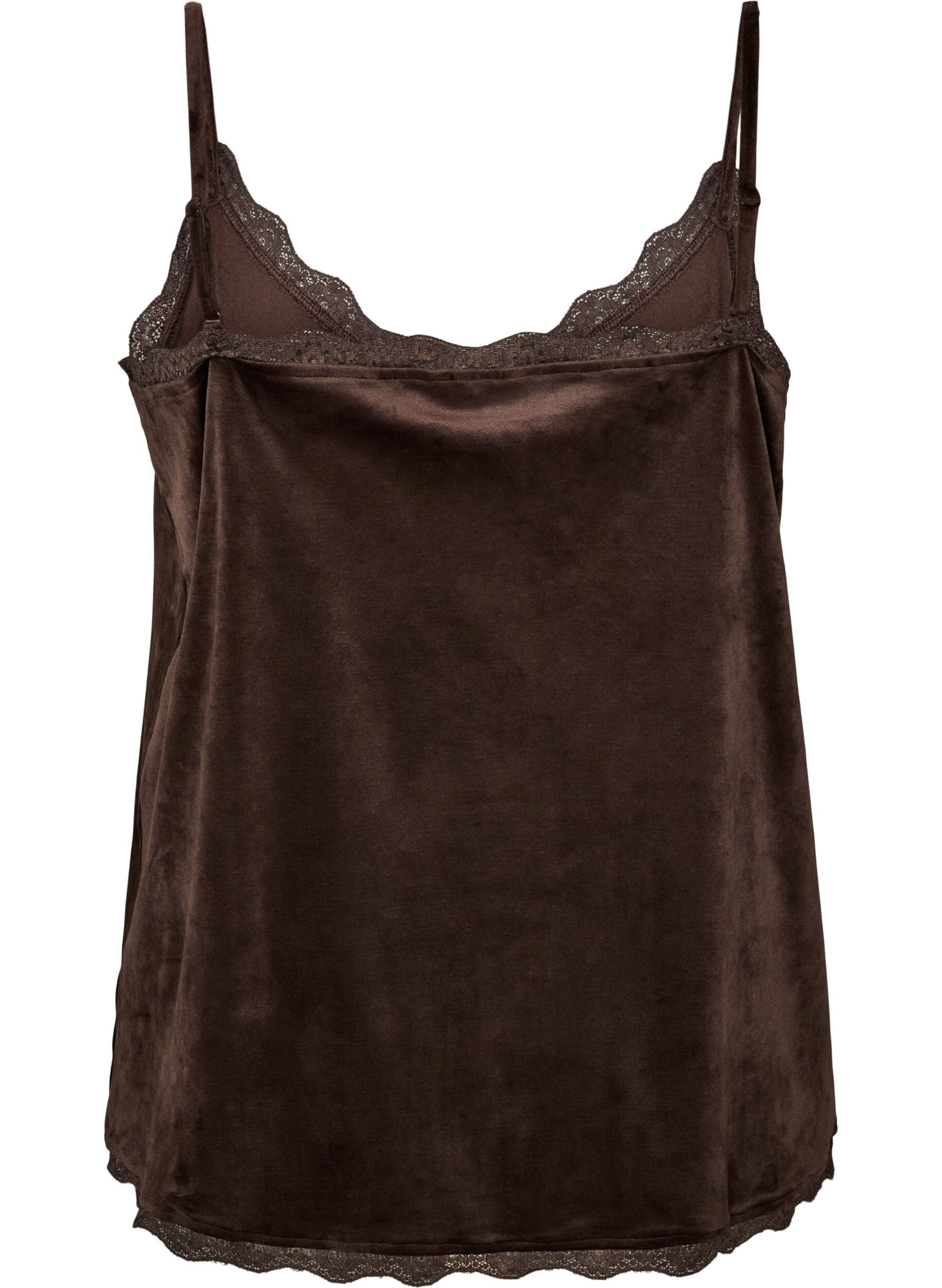ZizziTop en velours avec bordure en dentelle, Marron, Packshot image number 1