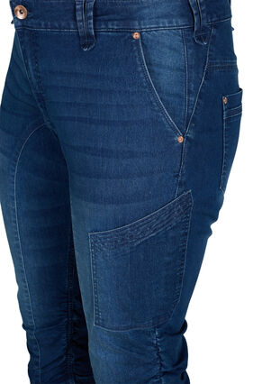 Jean capri coupe slim avec poches, Dark blue denim, Packshot image number 2