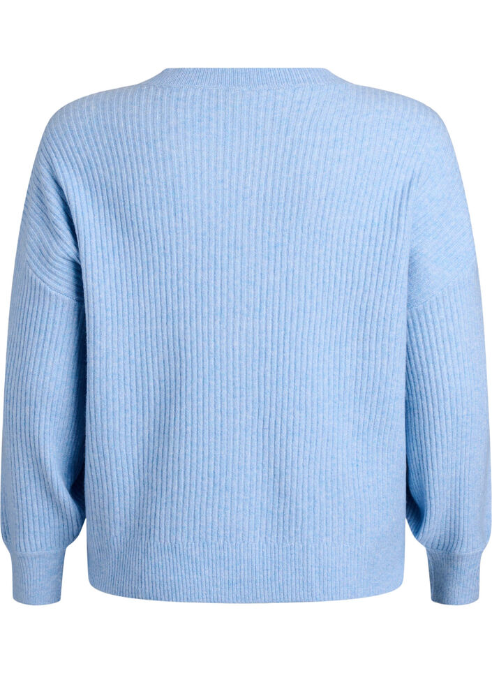 Cardigan en tricot c&ocirc;tel&eacute; avec boutons, Bleu Clair, Packshot image number 1