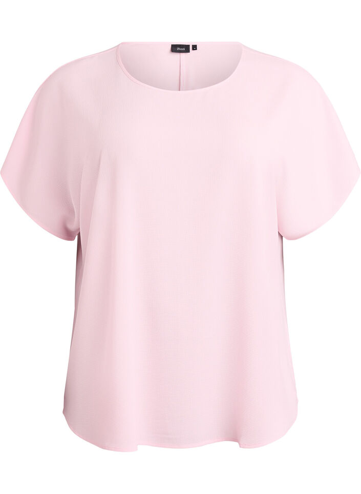 Blouse &agrave; manches courtes et encolure ronde, Rose, Packshot image number 0