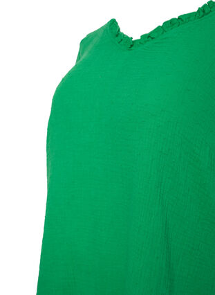 Tunique en coton à manches courtes avec volants, Bright Green, Packshot image number 2