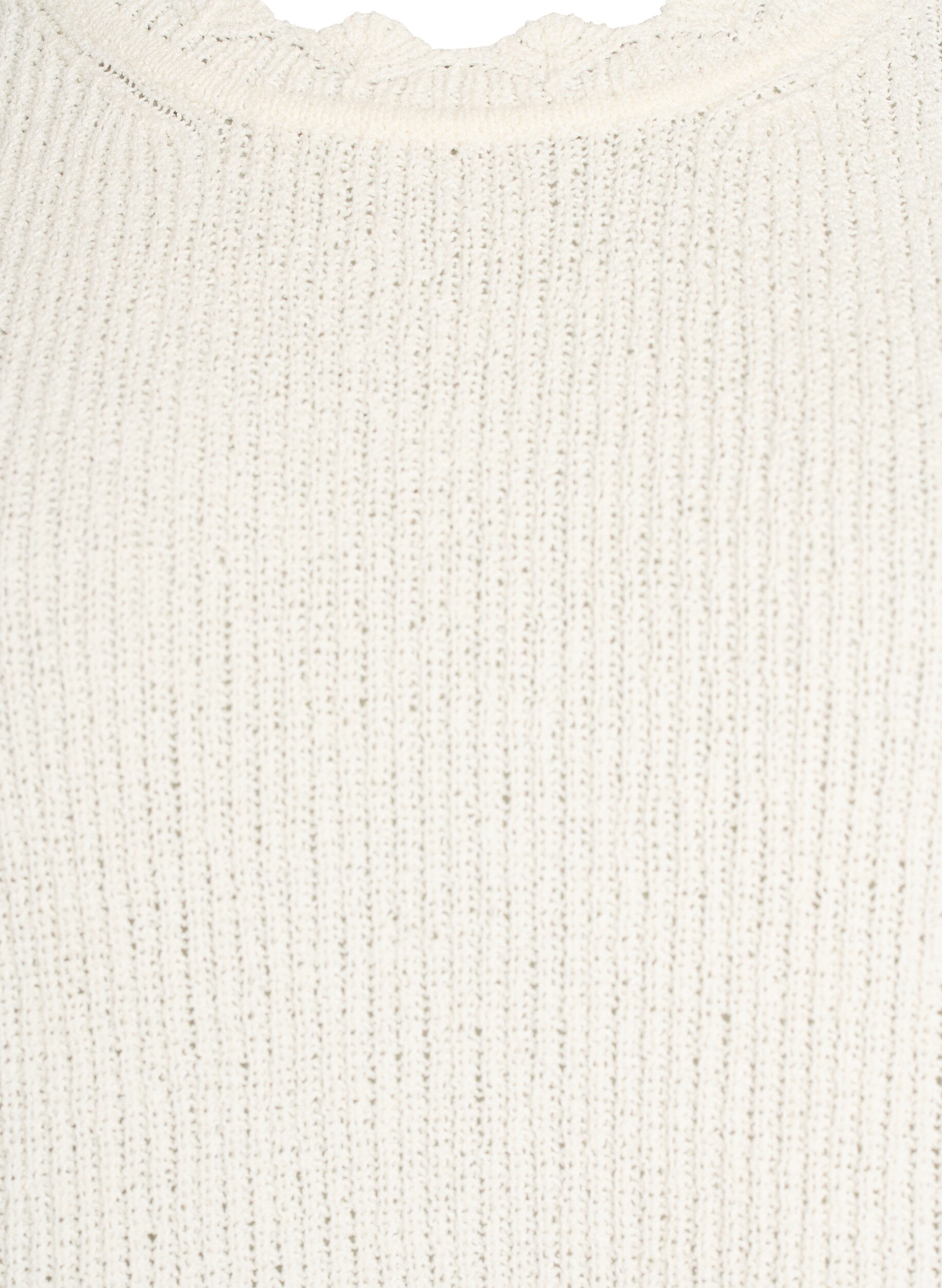 Zizzi Blouse en maille avec broderie ajour&eacute;e et manches mi-longues, Vanille, Packshot image number 2