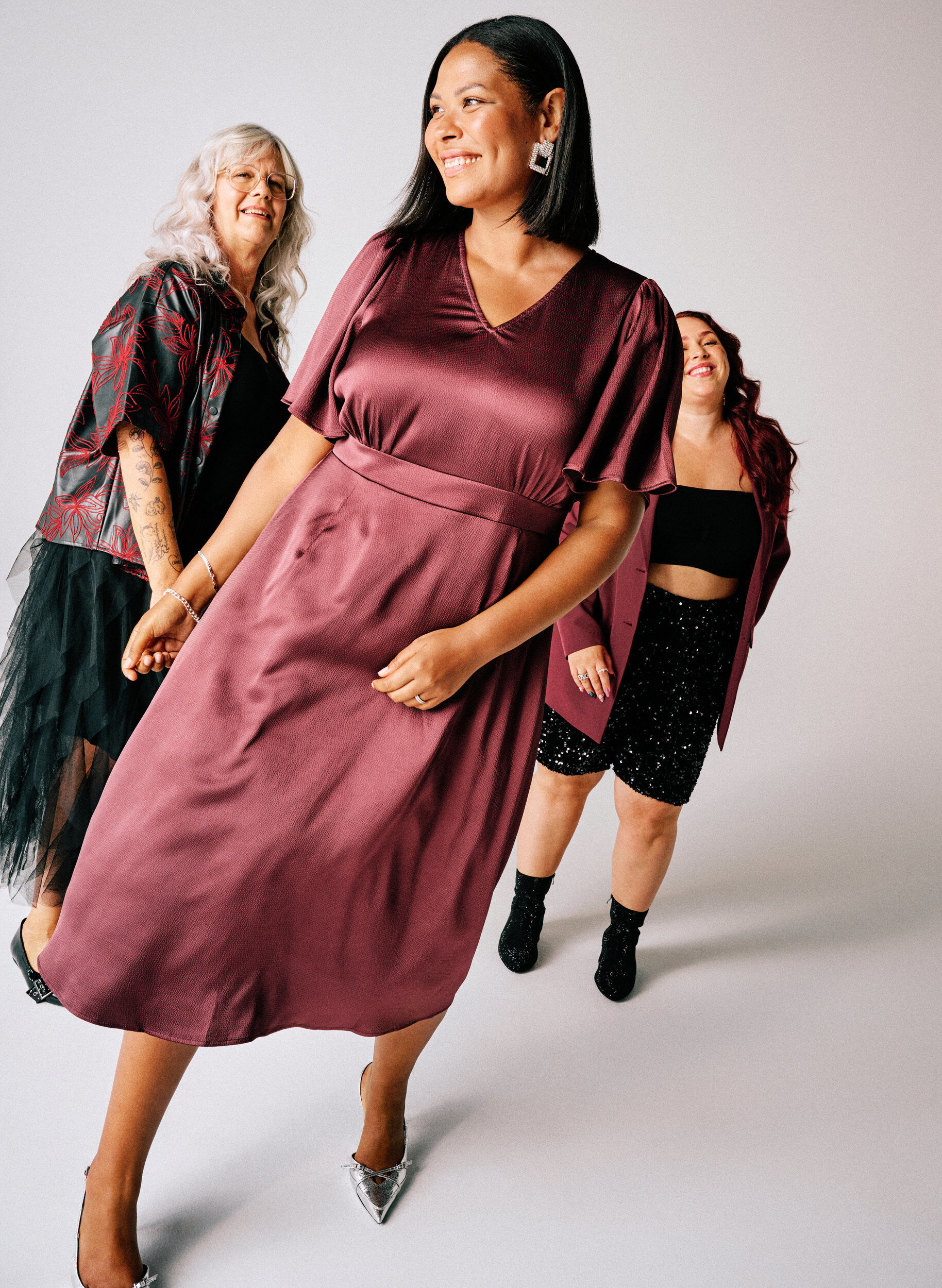 Zizzi Robe de soir&eacute;e mi-longue &agrave; taille empire, Bordeaux fonc&eacute;, Image image number 0