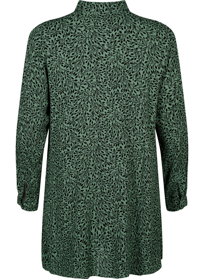 Chemise longue imprimée en viscose, Green AOP, Packshot image number 1