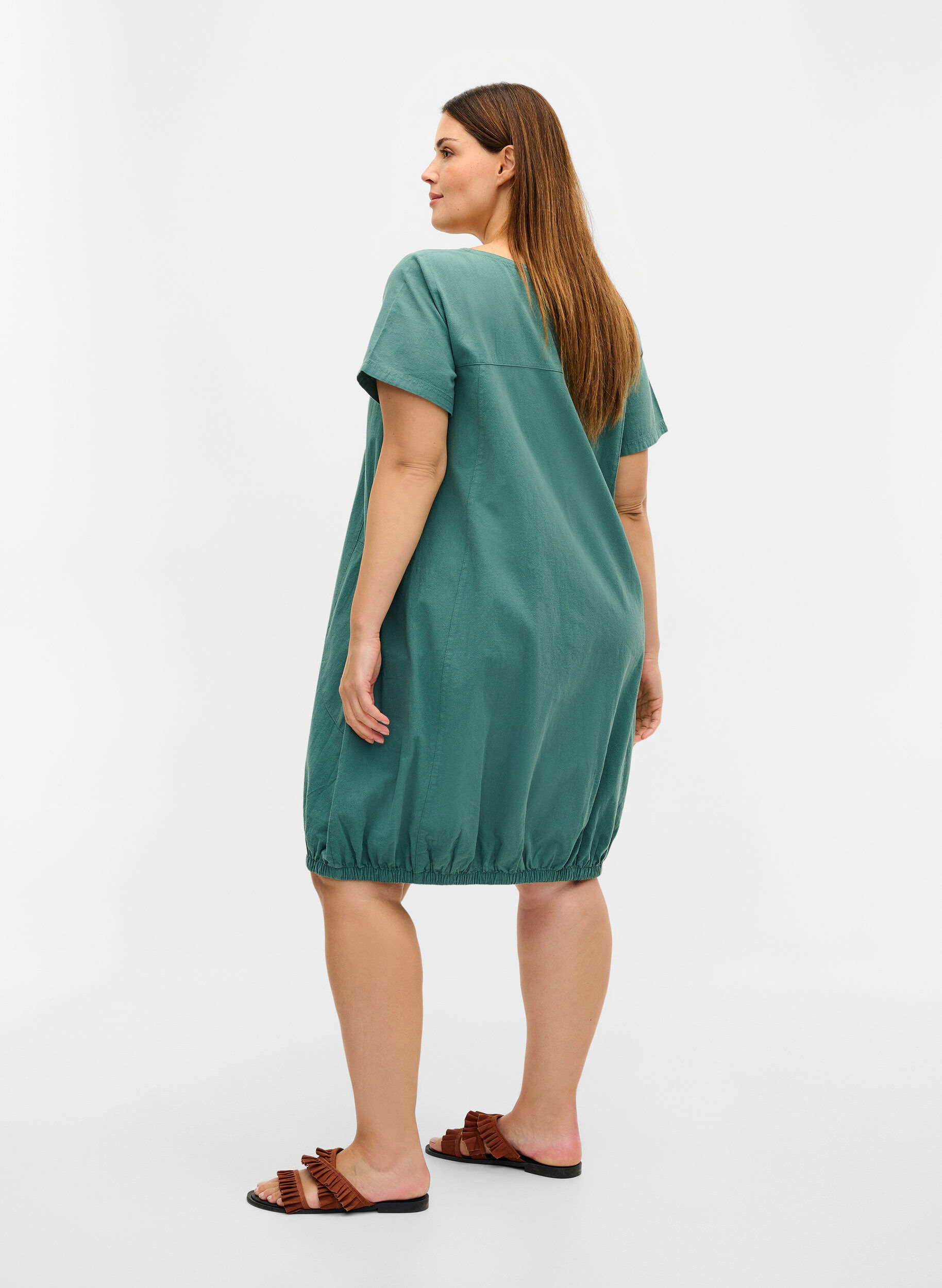 ZizziRobe en coton &agrave; manches courtes, Vert fonc&eacute;, Model image number 2