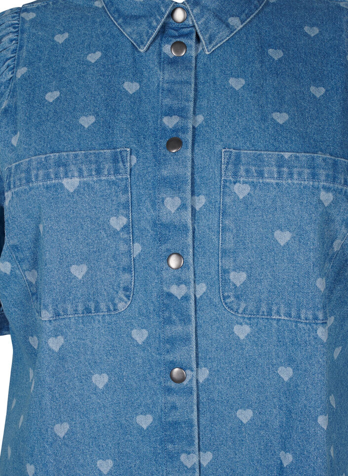 Robe en jean à manches courtes avec imprimé cœur, L. Blue D. w. Heart, Packshot image number 2