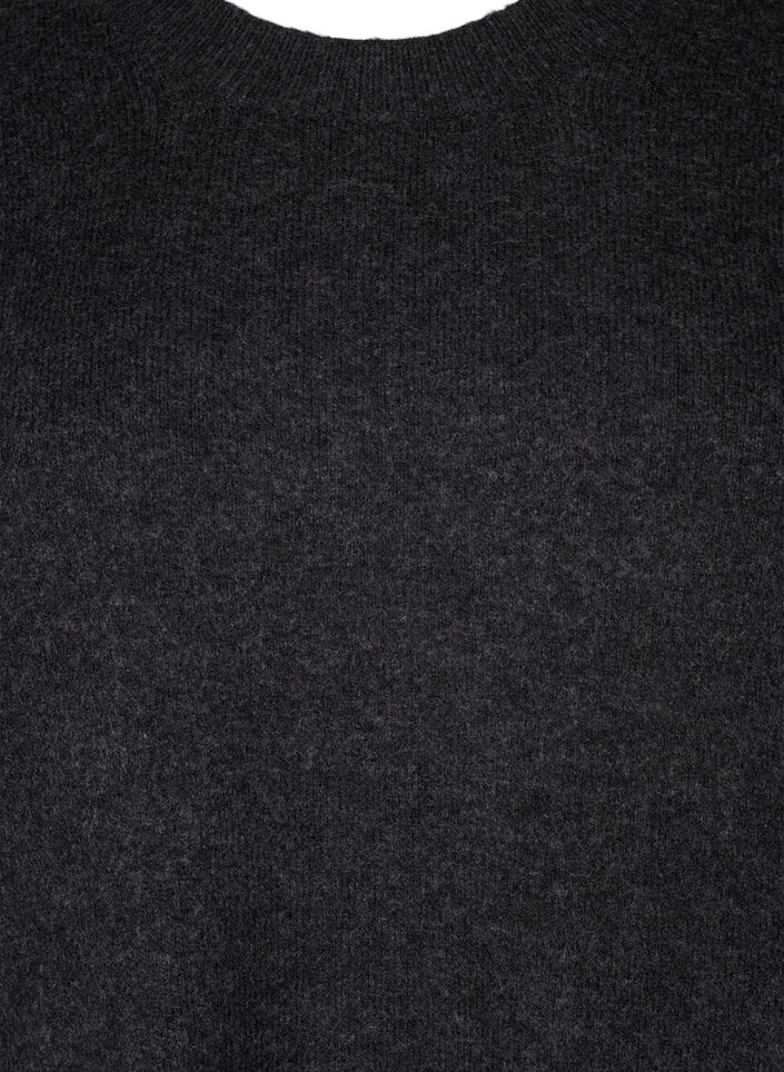 Robe en maille à col rond et fendue, Dark Grey Melange, Packshot image number 2