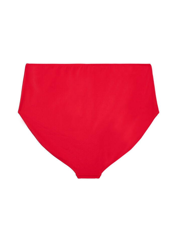 Bas de bikini taille haute uni, Rouge, Packshot image number 1