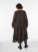 Robe midi &agrave; carreaux avec une jupe &agrave; volants, Marron, Model image number 1