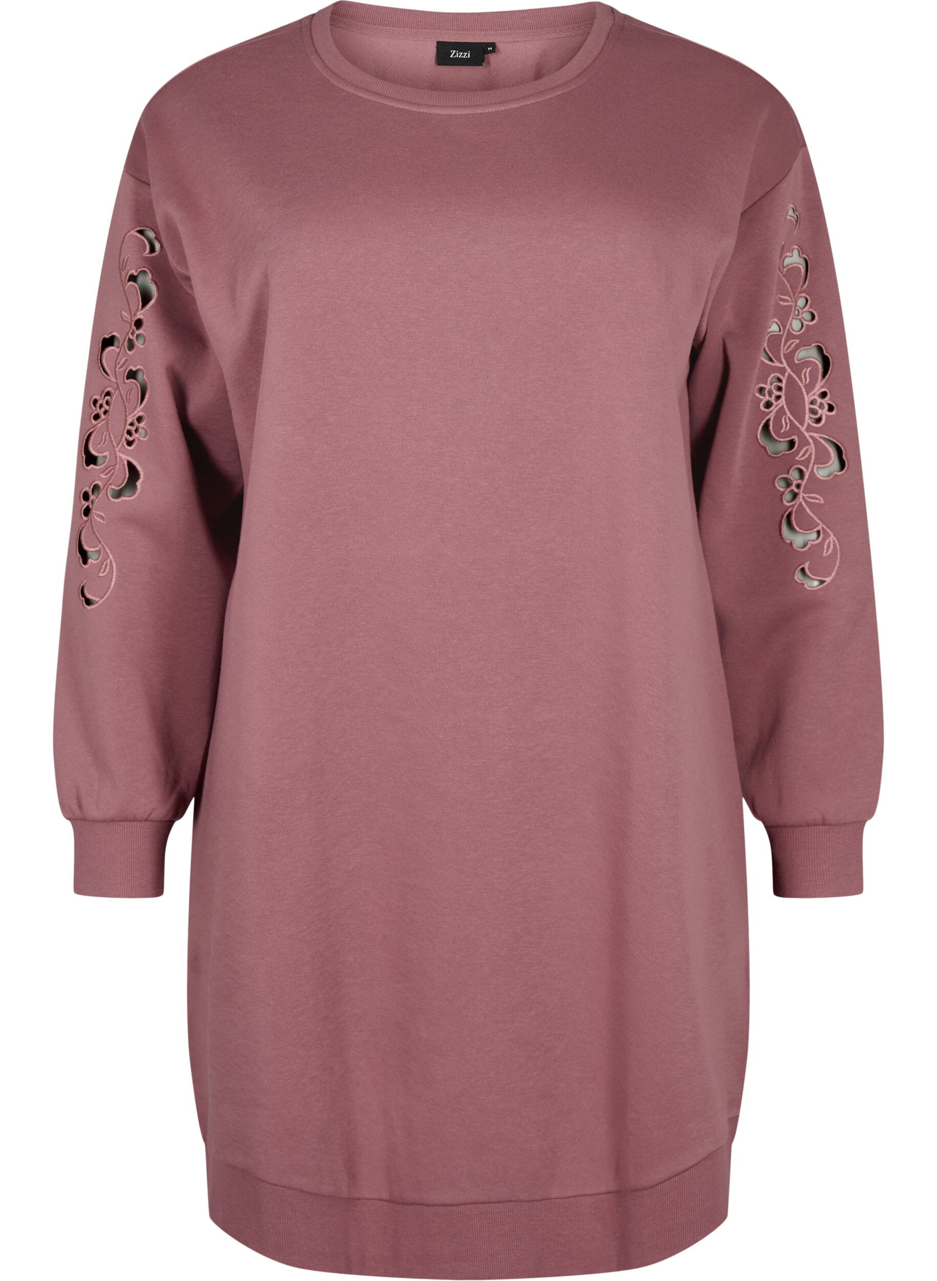 Zizzi Robe sweat avec d&eacute;tails brod&eacute;s., Rose Brown, Packshot image number 0