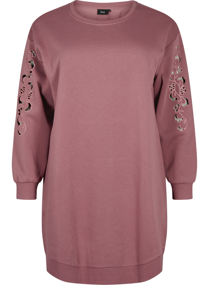 Robe sweat avec détails brodés., Rose Brown, Packshot image number 0