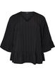 Blouse textur&eacute;e avec col V et volants, Noir, Packshot image number 0