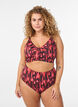 Culotte de bikini imprim&eacute;e et taille haute, Rouge, Model image number 0
