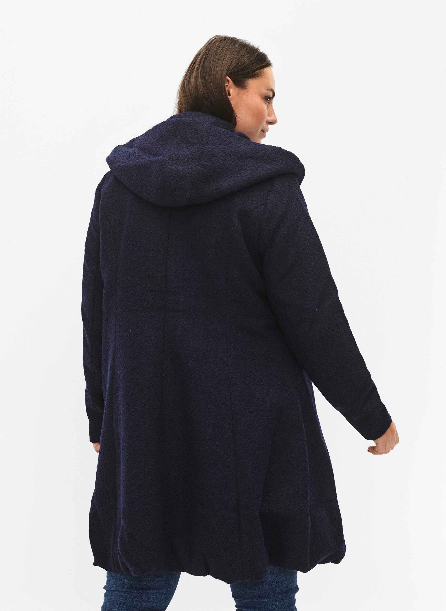 Zizzi Manteau &agrave; capuche silhouette en A, Night Sky Mel., Model image number 1