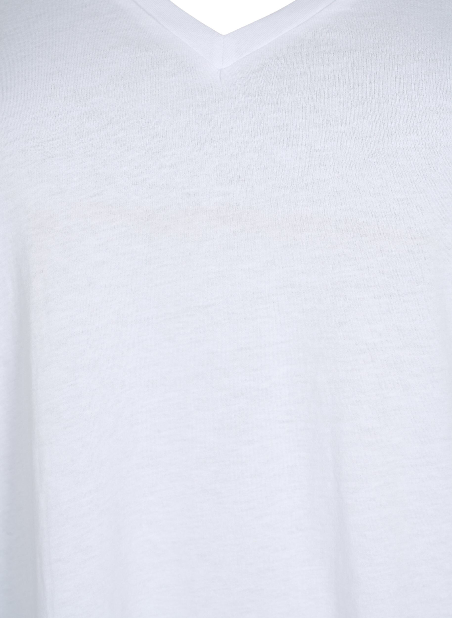 Zizzi T-shirt 2-pack avec encolure en V, Bright White / Black, Packshot image number 2