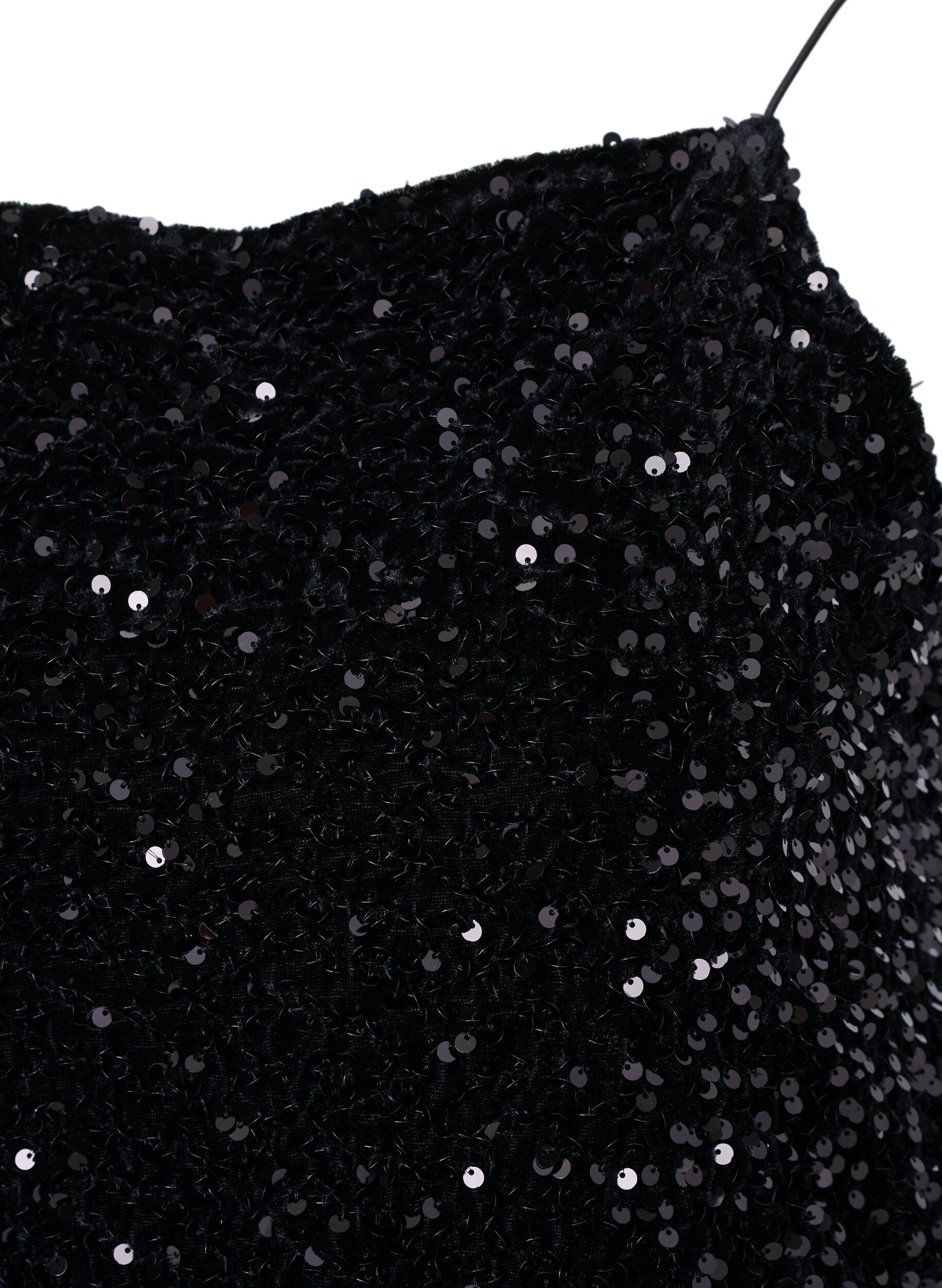 Zizzi Top &agrave; paillettes avec des bretelles &eacute;troites, Black Sequins, Packshot image number 2