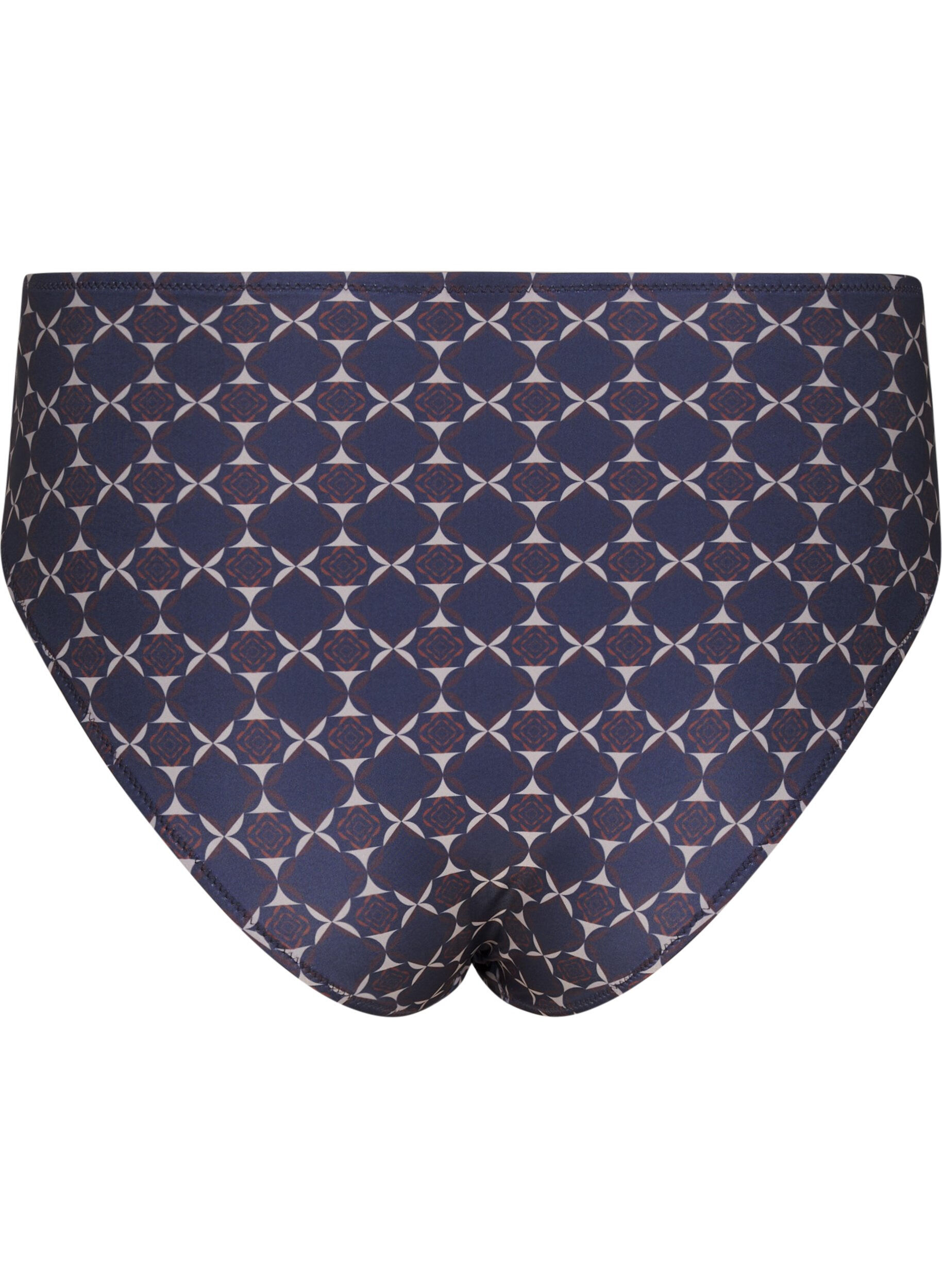 Zizzi  Bas de bikinis taille haute avec imprim&eacute;, Bleu, Packshot image number 1