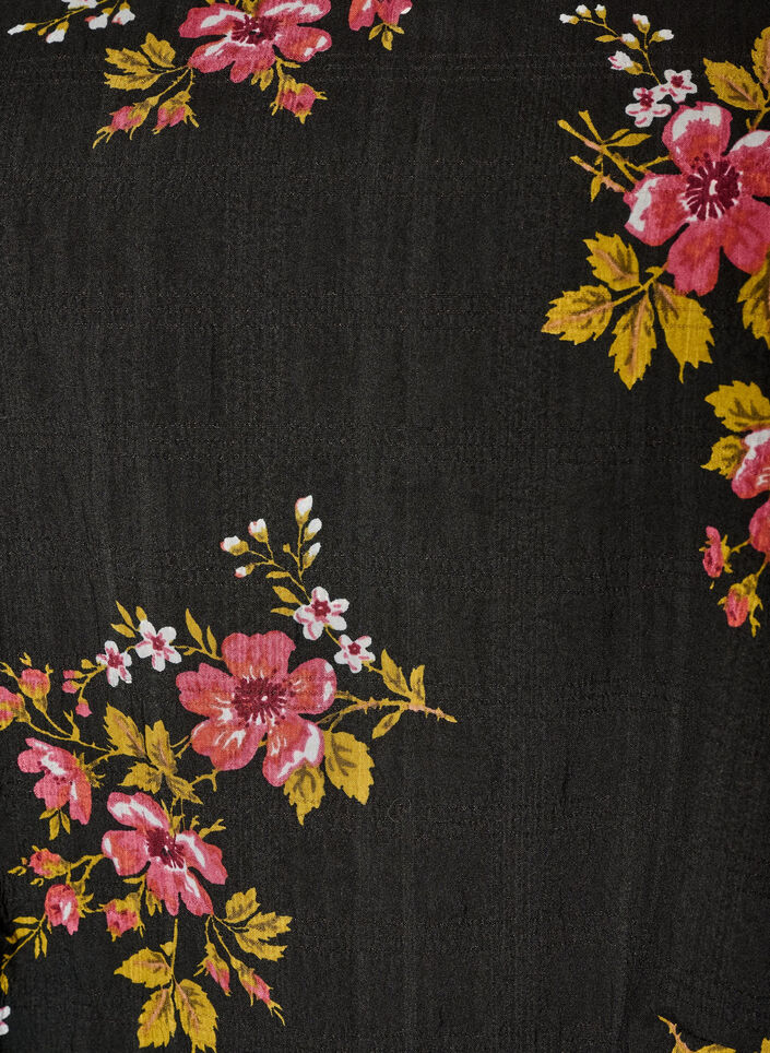 Chemisier &agrave; manches longues avec imprim&eacute; floral, Noir, Packshot image number 2