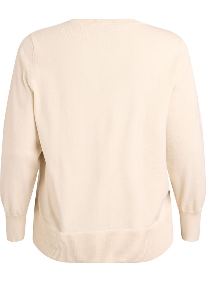 Cardigan en maille fine avec col rond, Beige, Packshot image number 1