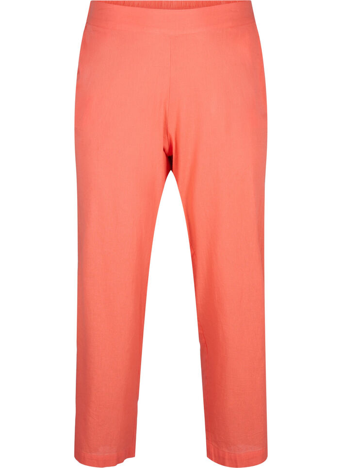 Pantalon ample en lin et coton mélangés, Living Coral, Packshot image number 0