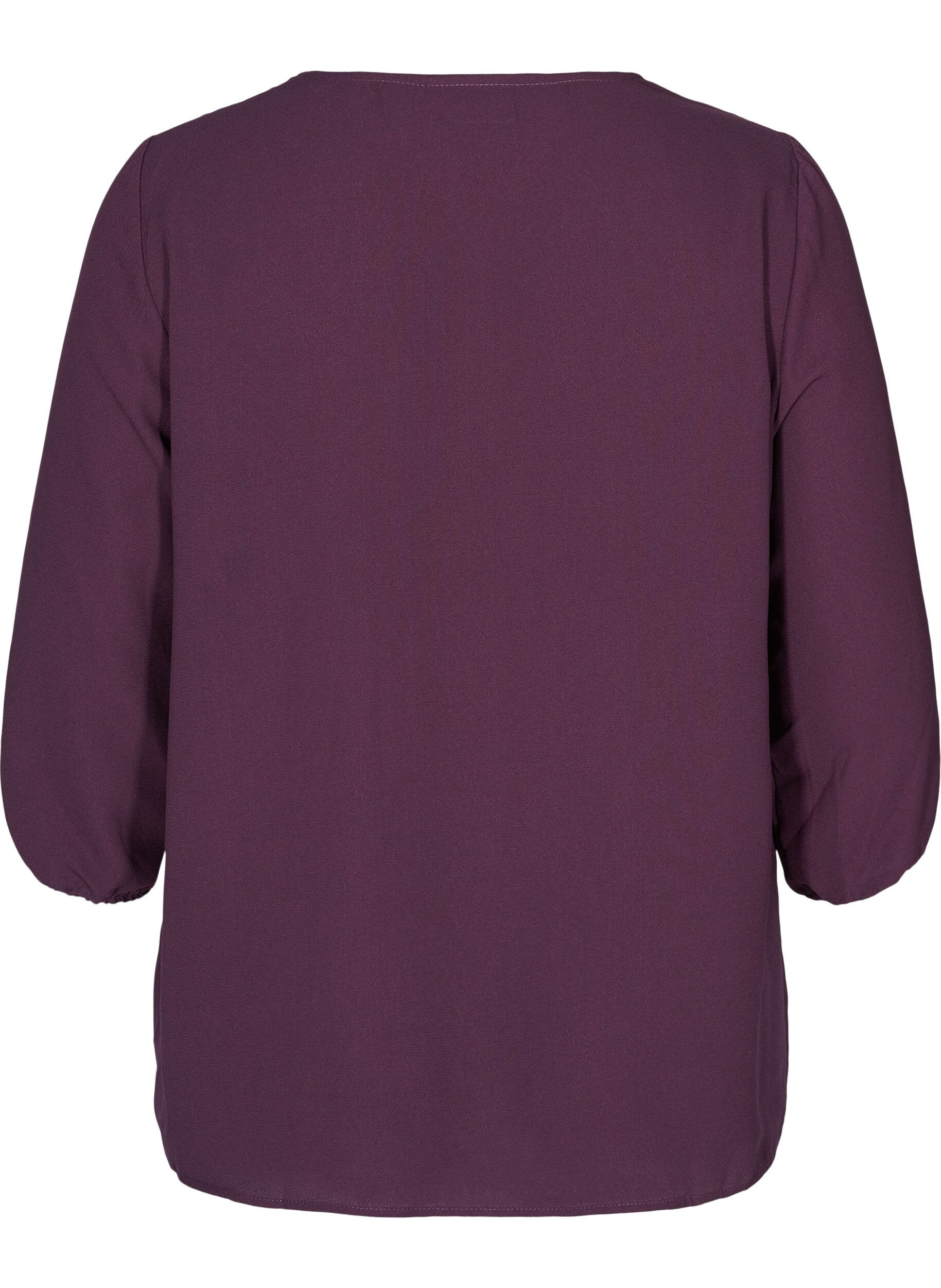 Zizzi Blouse unie avec dentelle et manches 3/4, Plum Perfect, Packshot image number 1