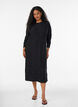 Robe midi &agrave; texture ondul&eacute;e et manches longues, Noir, Model image number 0
