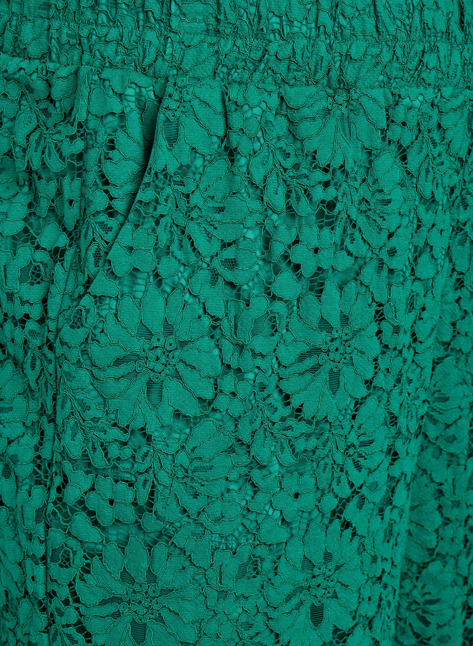 Zizzi Pantalon taille haute en dentelle et avec des poches, Vert, Packshot image number 2