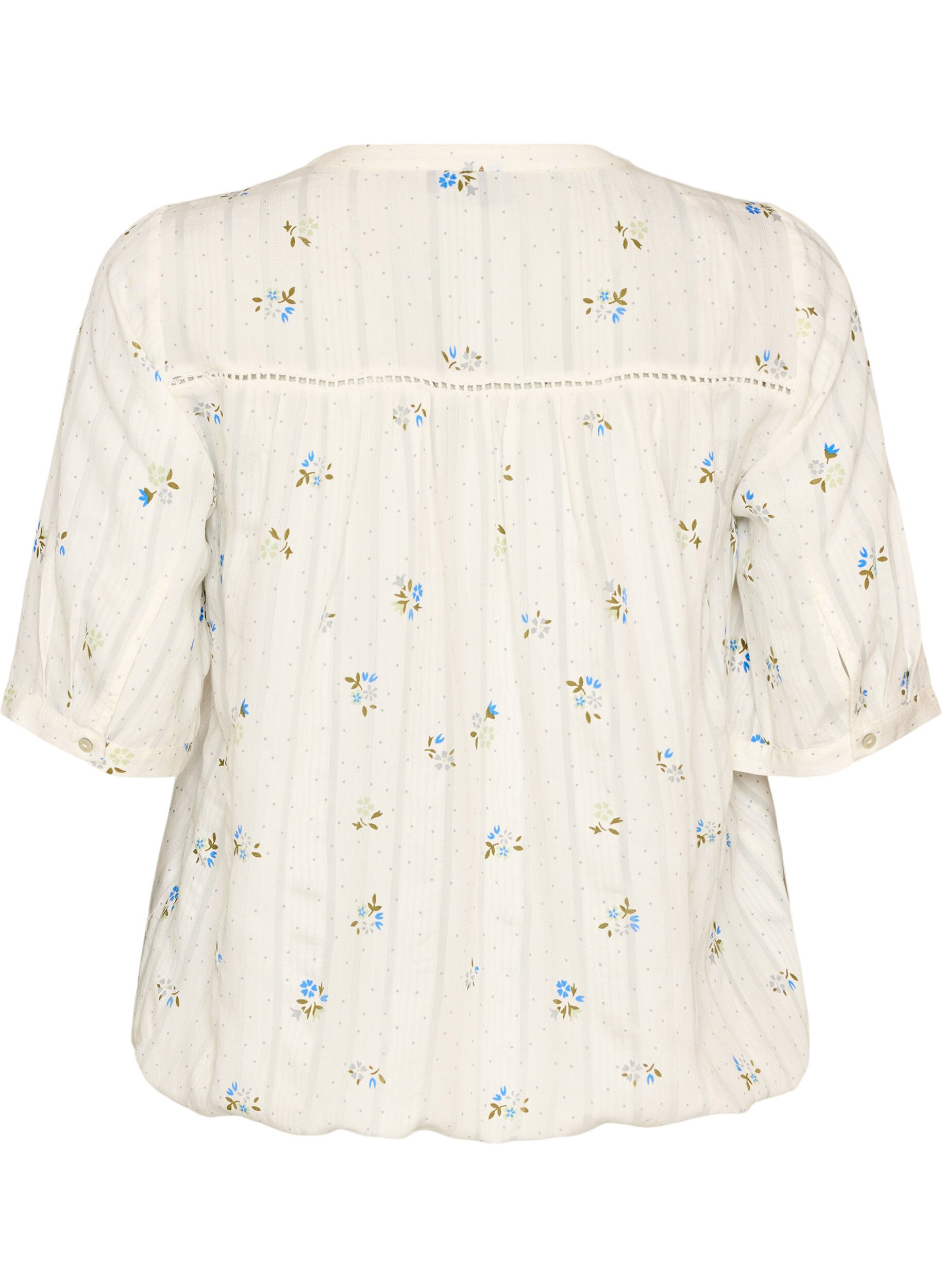 ZizziBlouse imprim&eacute;e &agrave; manches 1/2, Vanille, Packshot image number 1