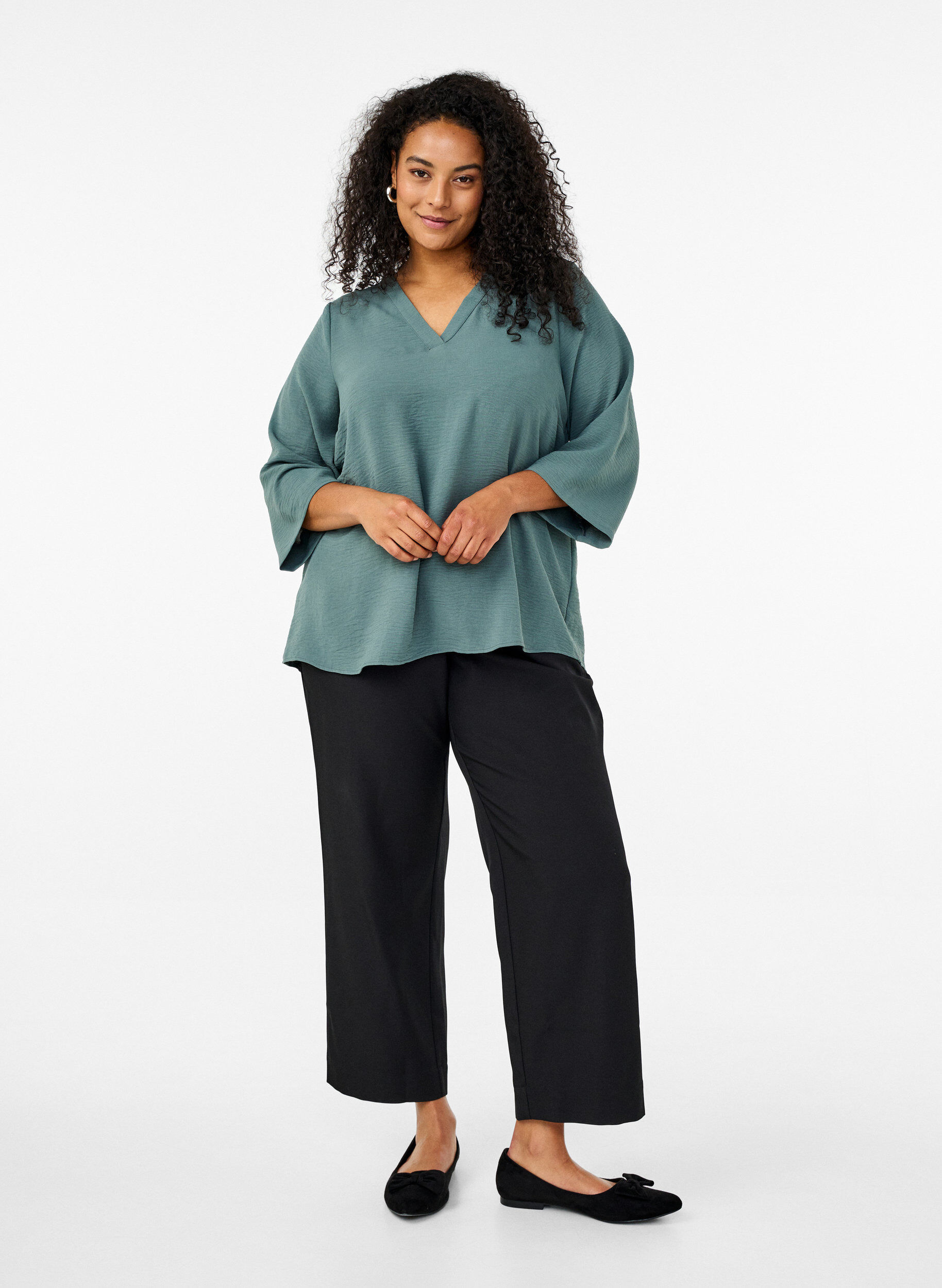 Zizzi FLASH - Blouse &agrave; manches 3/4, Vert fonc&eacute;, Model image number 1