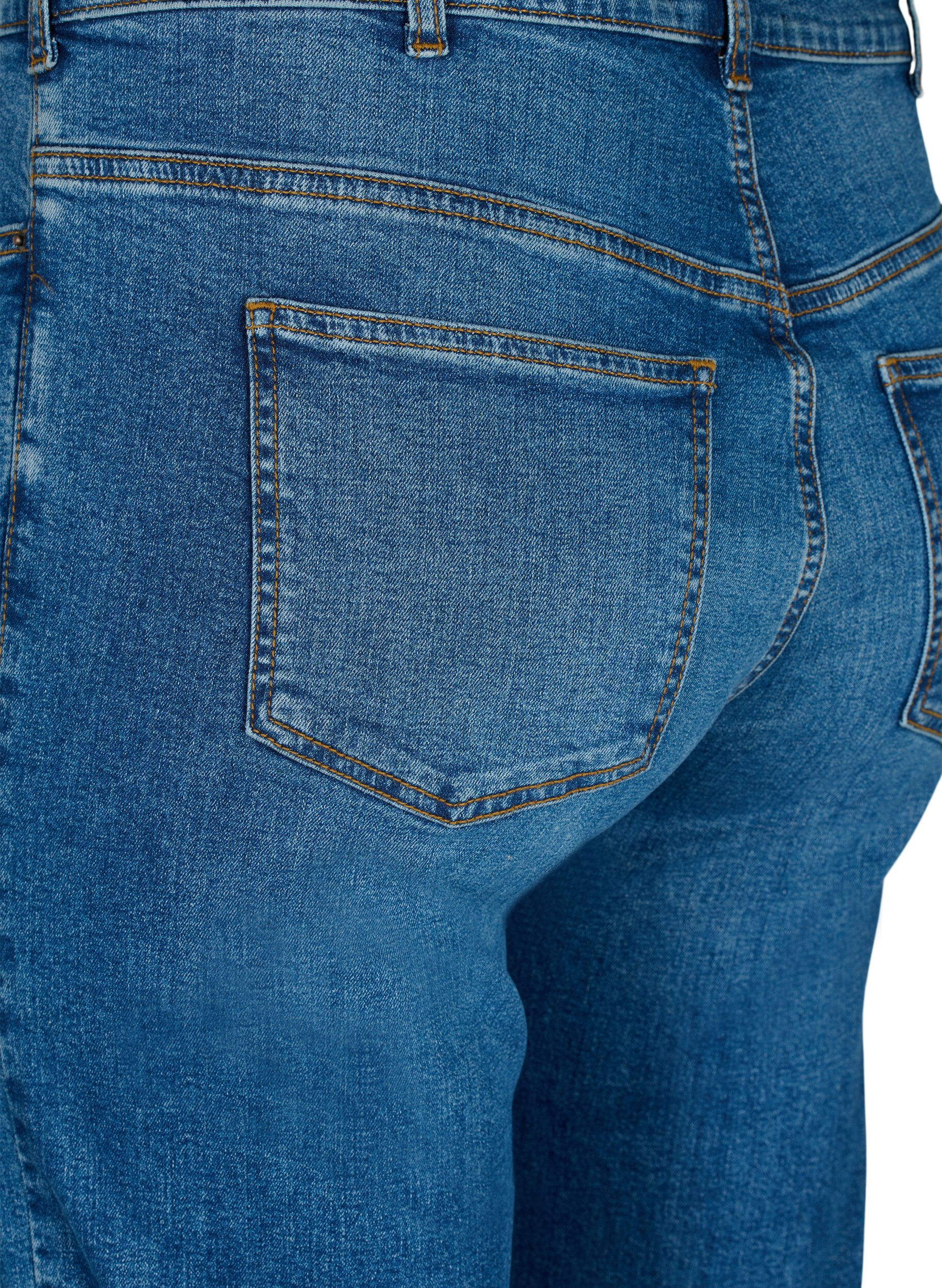 Zizzi Jean Gemma &agrave; taille haute et coupe classique, Blue denim, Packshot image number 3