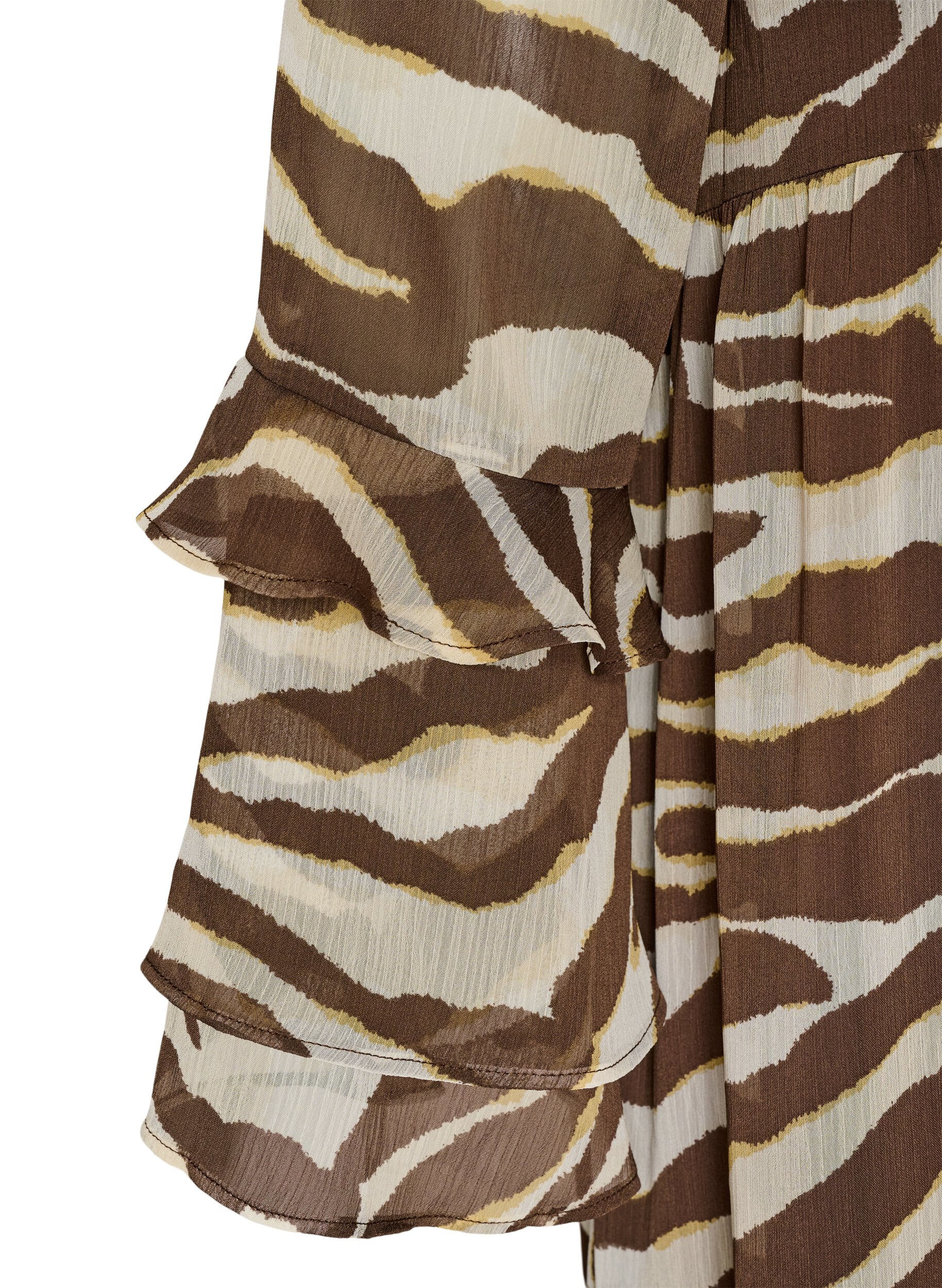 ZizziRobe midi avec volants et col en V, Marron, Packshot image number 3